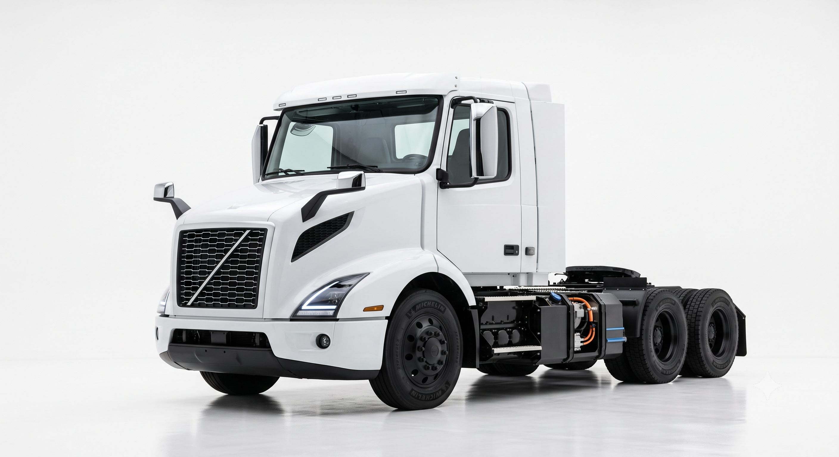 White heavy-duty electric truck